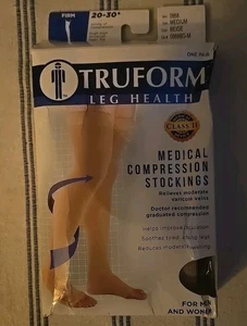 Truform M Medical Compression Socks 20-30 mmHg Beige Thigh High Open Toe - Picture 1 of 2