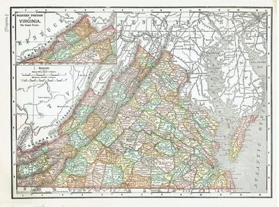 1899 Library of Reference Color Map, Dated in the print State of  Virginia - Image 1 of 4