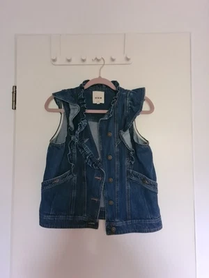 Weste Jacke Sézane Faye NEU Größe S Jeans Denim Blau Rüschen - Bild 1 von 4