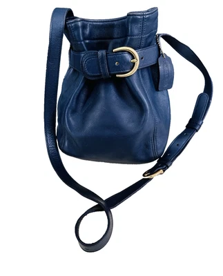 Bolso Bandolera Vintage Coach 4156 Soho Cinturón Cubo Cuero Azul Marino Foto 1 de 4