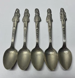 Vintage 1930er Carlton Versilbert Dionne Fünffinger Mädchen Löffel Set 5 Schwestern - Bild 1 von 14