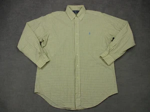 Ralph Lauren Shirt Mens Medium Yellow Plaid Button Down Long Sleeve Logo - Picture 1 of 11