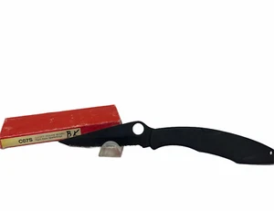 RARE VINTAGE SPYDERCO SEKI JAPAN C07S POLICE BLACK FOLDING KNIFE CLIPIT - Picture 1 of 12