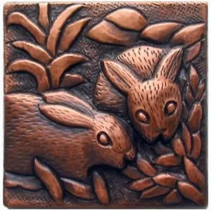 COPPER 4" x 4" x 3/8" DECORATIVE WALL TILE (9 DESIGNS) - Picture 1 of 11