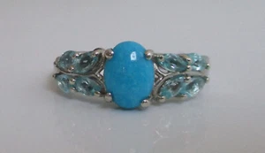 Size 8 Ring Sleeping Beauty Turquoise Paraiba Apatite 925 Sterling Silver D'Joy - Picture 1 of 9