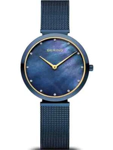 Bering Classic 18132-399 Women's 32mm Crystal Accent Blue MOP Dial Watch NEW W T - Picture 1 of 14