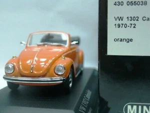 WOW EXTREMADAMENTE RARO VW Beetle Käfer 1302 Cabriolet 1970 Naranja 1:43 Minichamps - Imagen 1 de 3