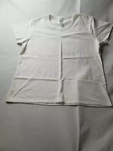 NEU weißes Damen schwere Baumwolle Kurzarm T-Shirt Gilden 2X Large neu ohne Etikett CA4 - Bild 1 von 3