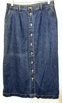 Винтажная миди джинсовая юбка на пуговицах Cabin Creek размер 12 с разрезом сзади N69 - Изображение 1 из 3