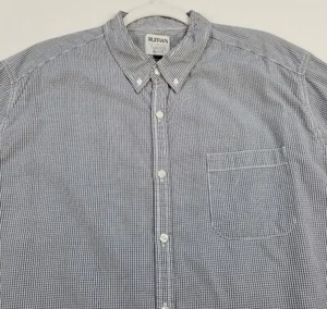 Threads & Heirs Button Up Shirt Men’s Extra Large Blue White Plaid Short Sleeves - Picture 1 of 9