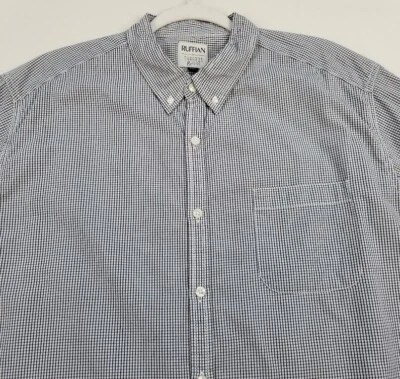 Threads & Heirs Button Up Shirt Men’s Extra Large Blue White Plaid Short Sleeves - Image 1 of 4