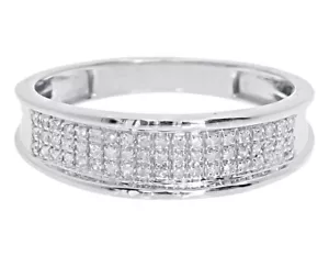 10k White Gold Mens 6mm Pave Diamond Band (0.20 ct) - Picture 1 of 1