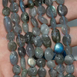 9-11mm Natural Gray Labradorite Irregular Freeform Gems Loose Beads 15'' Strand - Picture 1 of 6