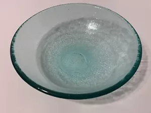 Rarität Fire & Light Artisan Glas 11,5" Aqua Pasta Servierschale - Bild 1 von 6