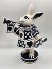Vintage Dedham Potting Shed Alice in Wonderland Blue Herald Rabbit Bunny Pottery