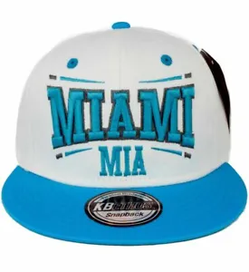 KB Ethos Men's Snapback Caps, New Hip Hop Era Is Time Money Miami White Blue - Picture 1 of 2