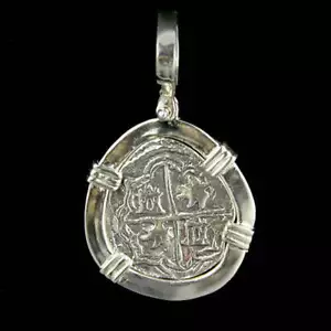 Atocha Sunken Tresure Jewelry - 1 Reale Trillion Silver Coin Pendant - Picture 1 of 5