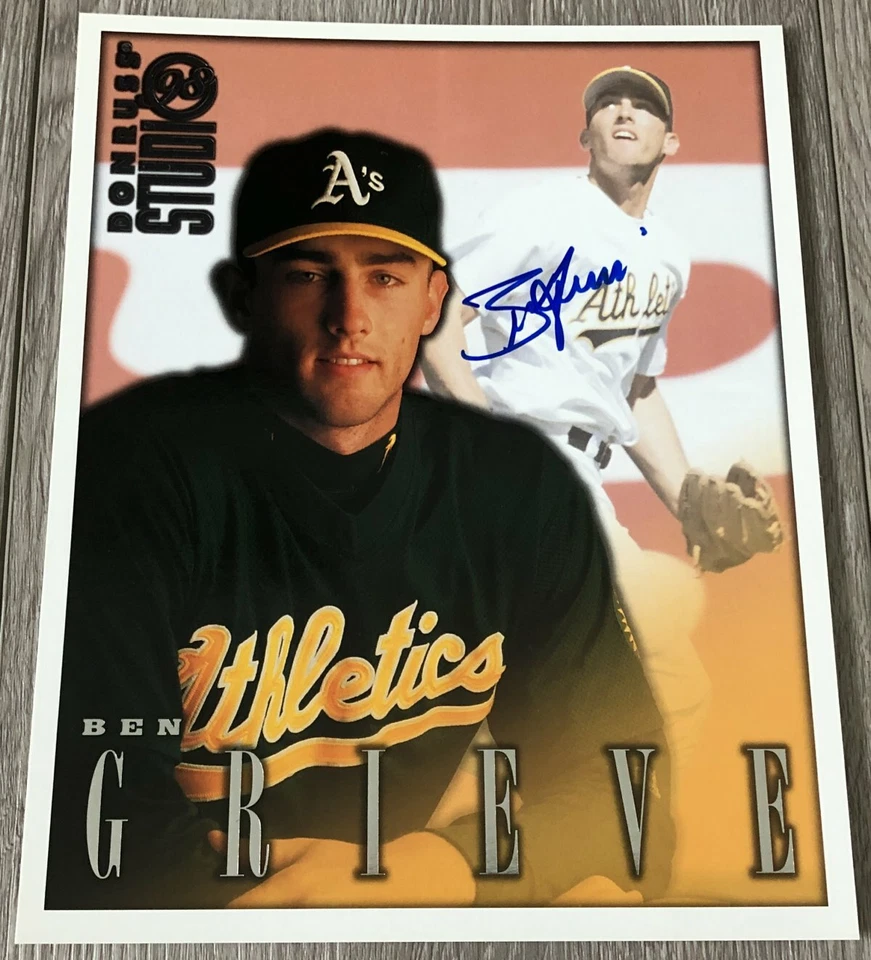 BEN GRIEVE SIGNED AUTOGRAPH OAKLAND ATHLETICS A'S 1998 DONRUSS STUDIO 8x10 PHOTO - Image 1 of 1
