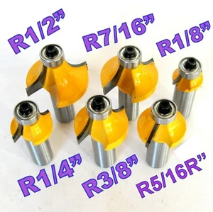 6 Stck. 1/2 SH 1/2, 7/16, 3/8, 5/16, 1/4, 1/8 Rad. Round Over Router Bit Set S - Bild 1 von 12