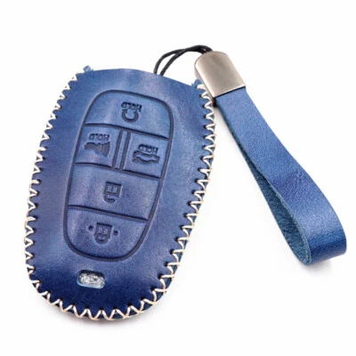Blue Leather 5 Buttons Key Case Fob Cover for Hyundai Nexo Sonata 2020 2021 2022 - Image 1 of 4
