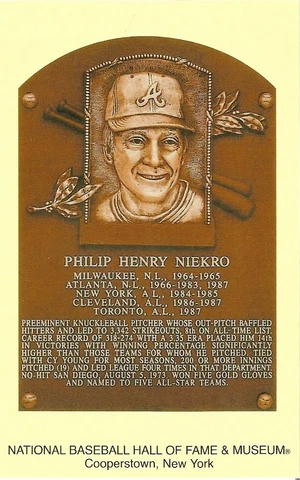 Postcard Phil Niekro Baseball HOF Hall of Fame Atlanta Braves Cooperstown MINT Cover