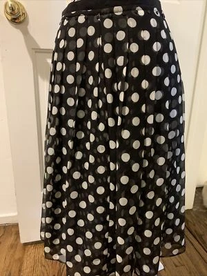 Falda plisada de seda a lunares negra talla 4 de Anne Klein para mujer Foto 1 de 4