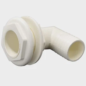 Marine Boat Elbow Fitting | 90 Degree 1 3/4 x 1 1/2 Inch White Plastic - Picture 1 of 4