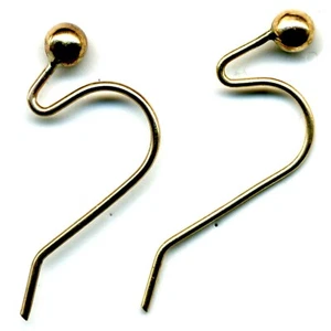 9ct Yellow Gold Earring Ear Wire Bead & Hook 18mm (1 Pair) - FE11 - Picture 1 of 1