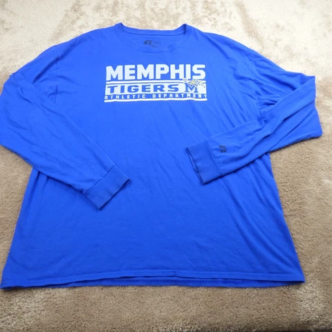 Memphis Tigers Shirt Adult Extra Large 2XL Blue Basketball Tigers Russell Men 5 Cover