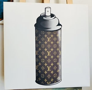 Street Art Original Giclee Painting with Diamonds LV Spray Can Mr. Clever Art - Picture 1 of 1