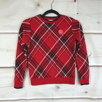 Suéter Charter Club Niñas M Rojo Cuadros Familia Suéter Cuello Redondo Pullover Tejido Foto 1 de 4