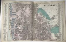 Antique 1881 Victorian City Map of LIVERPOOL By G W Bacon 21 x 13” inch