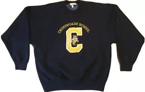 felpa scuola crossroads vintage anni 90 L nera girocollo invecchiata thrashed - Foto 1 di 5