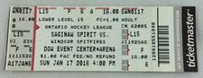 OHL 2016 01/17 Windsor Spitfires at Saginaw Spirit Hockey Ticket