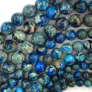 Cuentas redondas de jaspe sedimento marino azul oscuro 15" hilo 6 mm 8 mm 10 mm impresión - Imagen 1 de 4