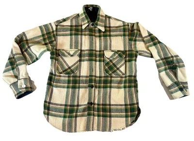 Винтажная клетчатая рубашка куртка Towncraft из шерстяной смеси средний зеленый гранж дровосек - Изображение 1 из 4