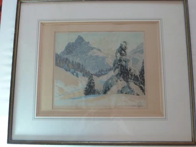 Hans Figura "Monte Paterno in Tyrol" Radierung auf Seide - Bild 1 von 4