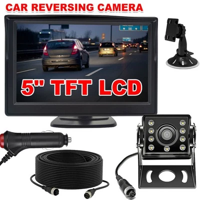 4Pin 5" Monitor Truck Caravan Motorhome Rear View Parking Backup CCD Camera Kit - Image 1 of 4