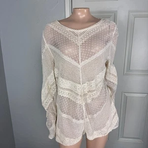 Camisa Sundance Para Mujer XL Crochet Algodón Bohemia Básica Transparente Manga Larga X3-4 - Imagen 1 de 7