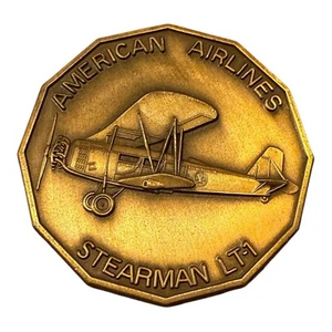 Moneta medaglia commemorativa American Airlines Stearman LT-1 ammiraglia internazionale - Foto 1 di 2