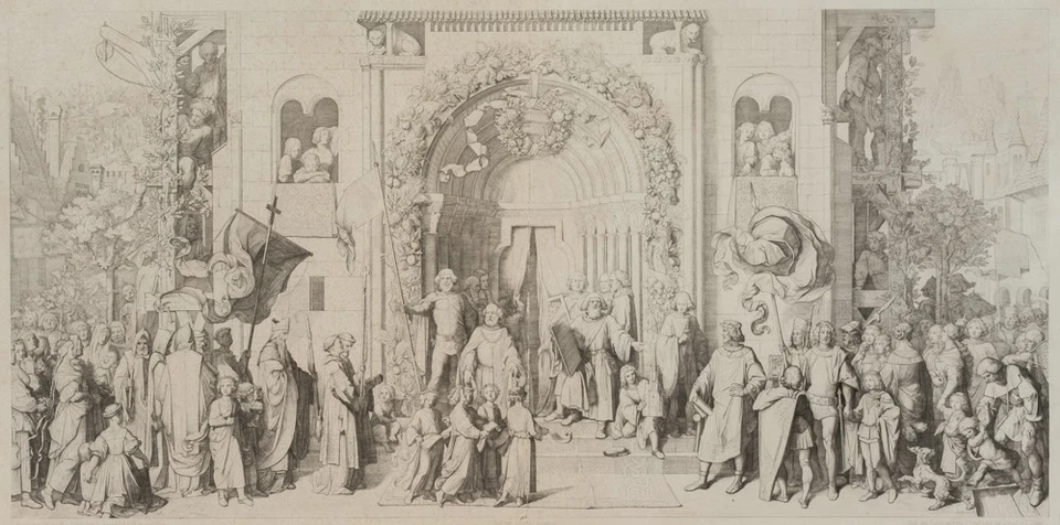 ERNST (*1830) nach SCHWIND (*1804), Die Einweihung des Münsters zu Freiburg, Sst - Bild 1 von 4