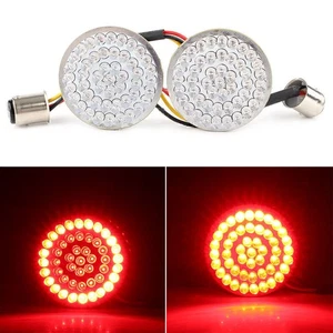 Rear Red 1157 LED Turn Signal w/Running Light Inserts Fit Harley Touring Motor - Picture 1 of 12