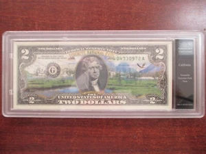 Banconota 2 dollari colorata Parco Nazionale Yosemite - Foto 1 di 2