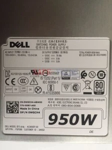 1x For DELL 950W Workstation Power Supply T5820 T7820 AC950EF-00 WGCH4 CXV28 New - Afbeelding 1 van 4