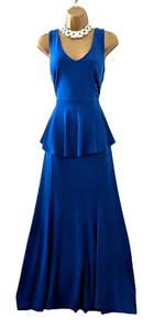 SIMPLY BE Cobalt Blue Peplum Maxi Dress Sz 14 V-Neck Sleeveless Evening Party - Picture 1 of 14