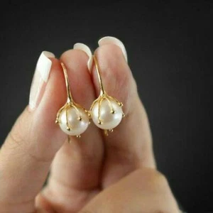 Lombok Genuine Pearl Natural Handmade Piercing Ear Dangle Drop Earrings Elegant  - Picture 1 of 3