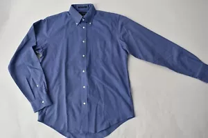 Lands End Dress Shirt Supima Mens Sz M 15 35 Blue Long Sleeve Button Down Collar - Picture 1 of 10
