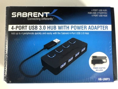 Sabrent 4-Port USB 3.0 Hub with Individual LED Power Switches (HB-UM43) - Image 1 of 4