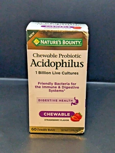 Nature's Bounty Chewable Probiotic Acidophilus Strawberry Flavor 60 Wafers 07/25 - Picture 1 of 3