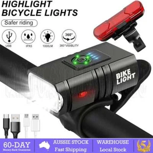 Bike LED Light Set Rechargeable Bicycle Lights Waterproof Headlight Front Rear - Picture 1 of 12